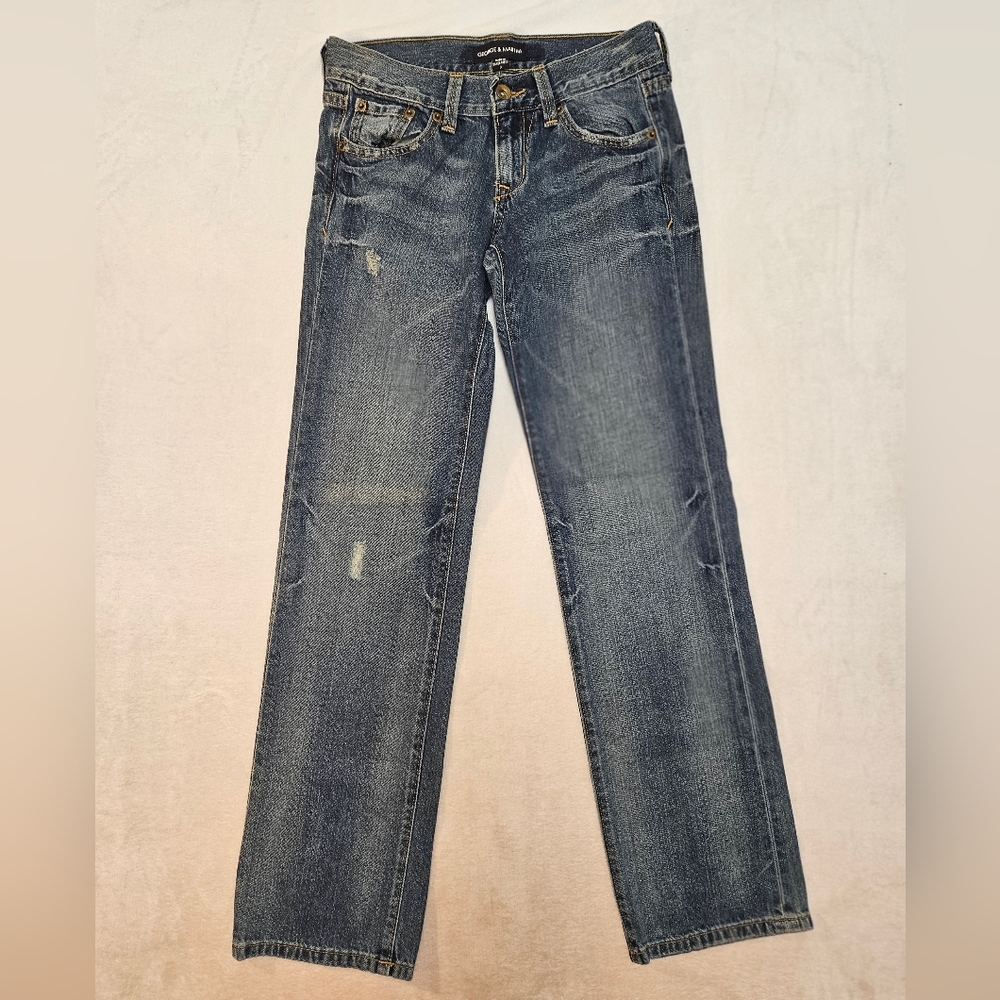 George and Martha slightly distressed straight leg jeans